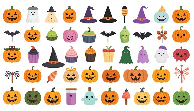Cute Halloween Icons Collection.