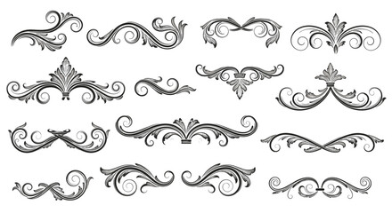 Obraz premium A collection of decorative vintage ornate scroll and flourish elements.