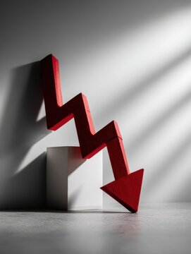 Red arrow market pointing down on a white background