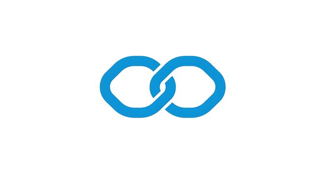 Interlocking blue shapes symbolizing connection and collaboration on white background