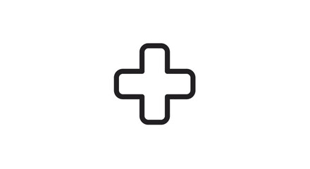Obraz premium A simple black outline of a plus sign on a white background.