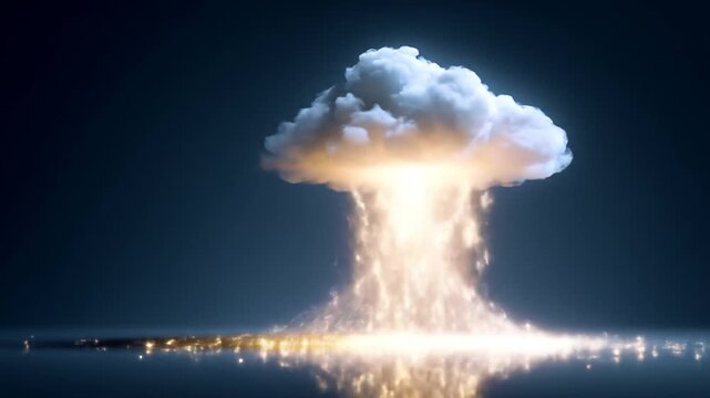 Dramatic cloud formation with light and atmosphere on a dark background