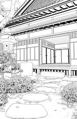 漫画風ペン画イラスト　和風（外観）
