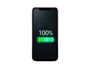 Mobile Phone with Full Battery in Night Mode PNG