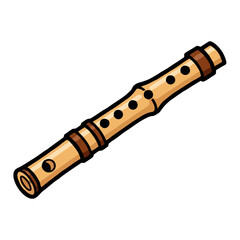 Traditional bamboo flute, also known as shakuhachi or dizi, depicted in simple, clean style, isolated on transparent, representing music, culture, and tradition