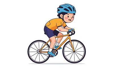 Fototapeta premium Boy Cycling with Helmet Vector Illustration