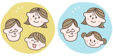 親子の笑顔のカットイラスト