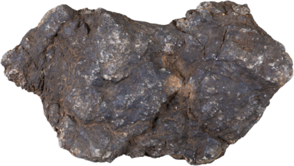 Dark Grey Textured Volcanic Rock Cutout with Transparent