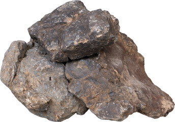 Jagged Grey Rocks and Rubble Cutout on Transparent