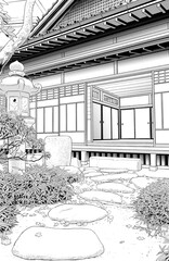 漫画風ペン画イラスト　和風（外観）