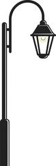 A clean vector illustration of a traditional/vintage street lamp or park light. 