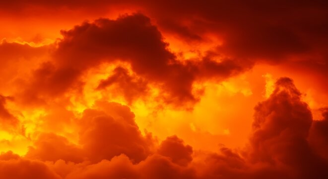 Dramatic orange sky with storm clouds atmospheric abstract background