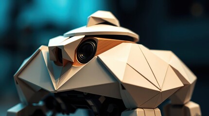 Origami Robot Closeup Studio Shot.