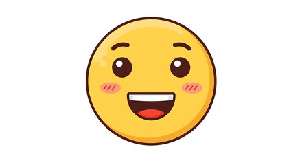 Fototapeta premium Smiling Yellow Face Icon Cartoon Illustration Isolated