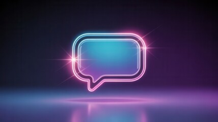 Vibrant neon speech bubble shines brightly, perfect for modern communication, social media, and digital marketing concepts.