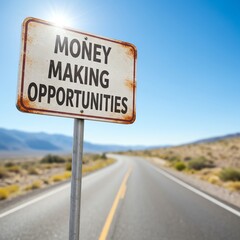 Road sign indicating money making opportunities