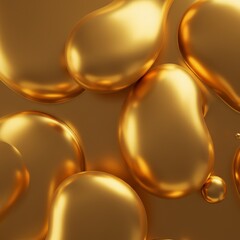 Golden liquid droplets abstract composition