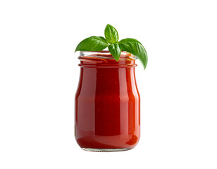 Minimalist Tomato Sauce Jar with Herb Garnish PNG