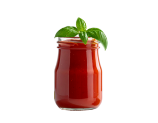 Minimalist Tomato Sauce Jar with Herb Garnish PNG