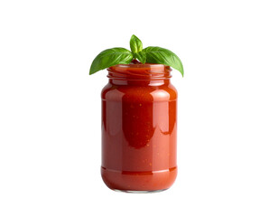 Minimalist Tomato Sauce Jar with Herb Garnish PNG (2)