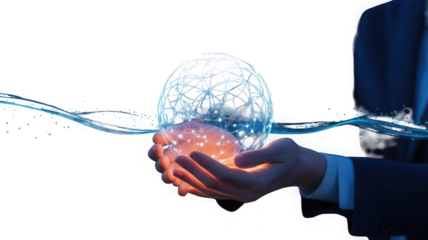 Holding Global Network Connection in Hands Represents Technology and Communication