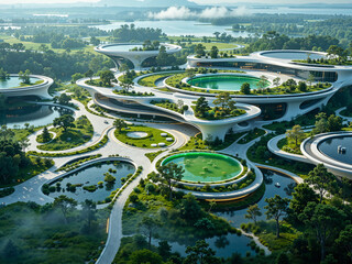 aerial view of the river