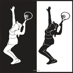 A tennis player woman silhouette sports person design element.