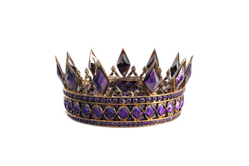 Ornate crown, dark gold frame, studded with deep purple gemstones