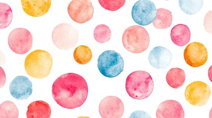 Seamless pattern abstract watercolor circular dots on white background