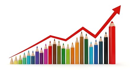 Creative Growth Chart Using Colorful Pencils Ascending