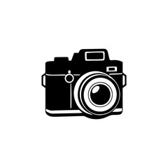 camera icon black silhouette vector illustration on transparent background