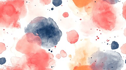 Seamless pattern abstract watercolor ink drops on white background