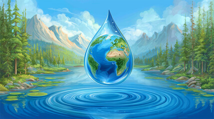 Fototapeta premium Earth drop of water ecological conservation design
