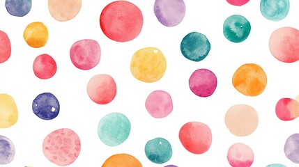 Seamless pattern abstract watercolor dots colorful on white background