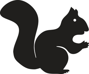 Squirrel Silhouette Vector simple  Illustration White Background..eps