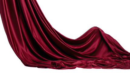 Deep crimson draped fabric, flowing folds