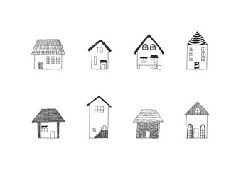 建物の手描きイラストセット2