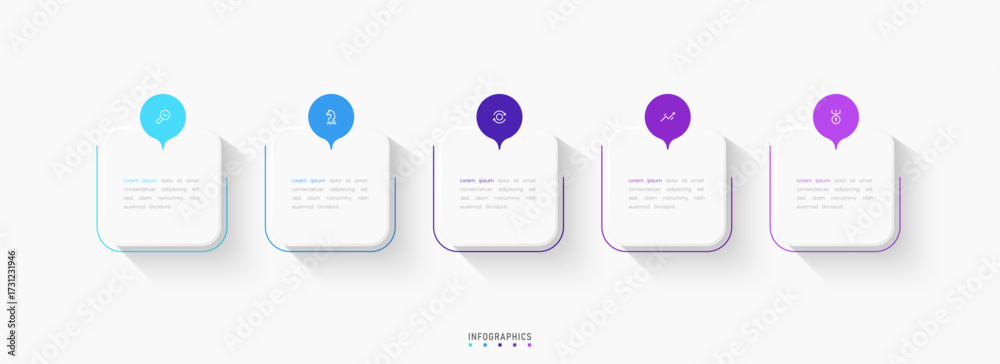 Wall mural vector infographic label design template with icons and 5 options or steps. can be used for process 