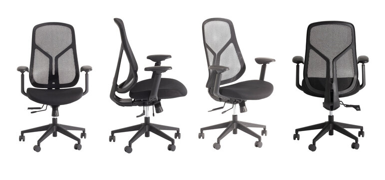  Chair front back side3 view high-back ergonomic office chair featuring a breathable mesh back and adjustable features