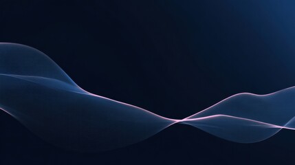 Flowing Gradient Waveforms in Light Blue and Pink on Dark Blue Background in Abstract Digital Composition