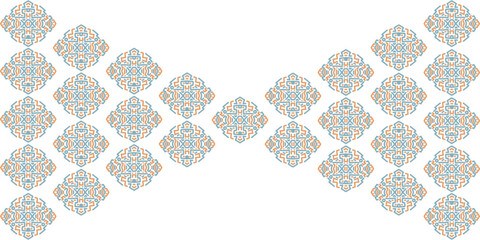 Symmetrical Rhombus Patterns Orange and Blue Border