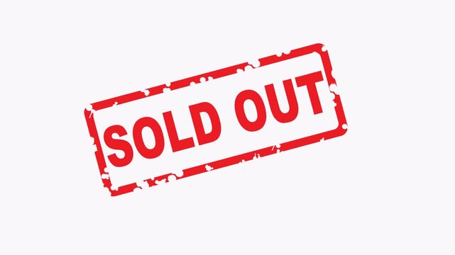 Red sold out stamp for promotions on products, websites, or marketing materials in a striking manner, creating urgency and exclusivity.
