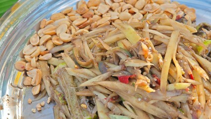 Papaya salad with crab paste.