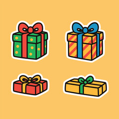 Colorful Christmas Gift Boxes Cartoon Illustration with Festive Ribbons and Holiday Spirit