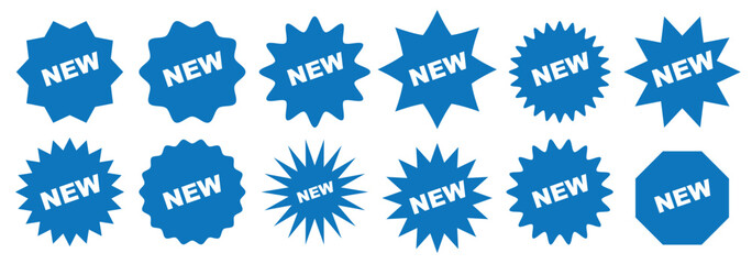 Set of red starburst shapes. Product tag labels. Sale price stickers. Star burst boxes. Discount promo stamps. Circle, round splash badges. Vector illustration.