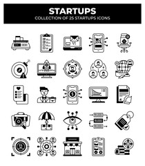 Collection of 25 Startup Icons: Business. Marketing. and Technology