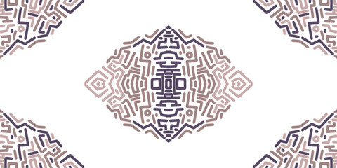 Two Horizontal Pink Blue Rounded Tribal Bands
