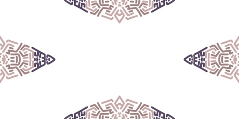 Mauve Purple Corner Tribal Motifs White Frame