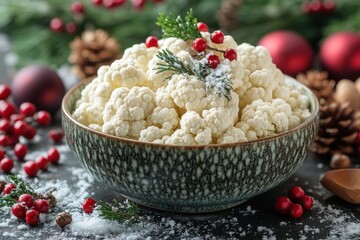 Cauliflower with cranberries and almonds.