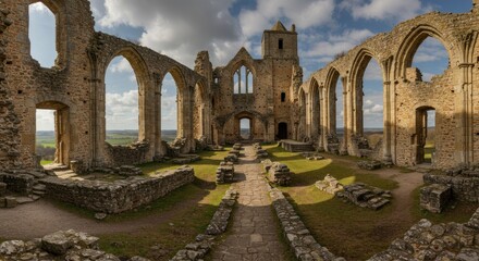 Obraz premium Ancient Abbey Ruins Under Dramatic Sky